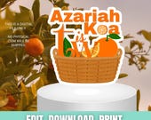 Orange Theme Cake topper, party decoration, printable, personalized, customized