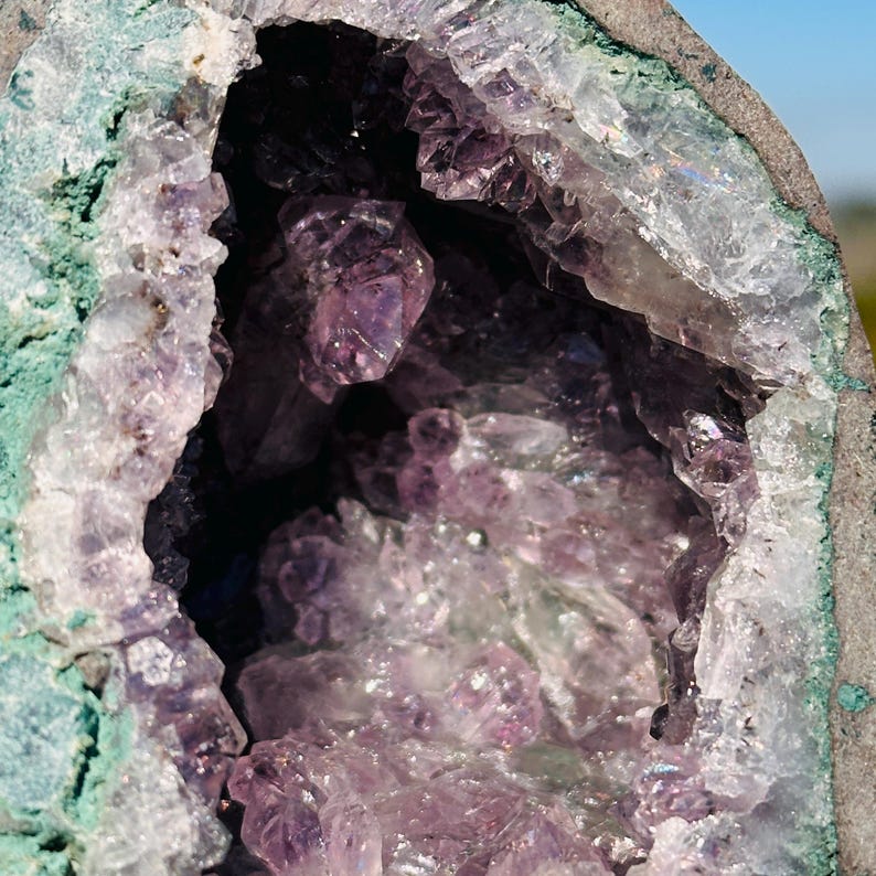 Brazilian Lodolite Quartz Geode Cave, Scenic Garden Quartz Crystal, Natural Druzy Display Pick Exact A-B image 17