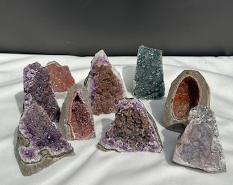 Colorful Sugar Amethyst Geode, Multi-Color Druzy Crystal Cluster, Polished Uruguayan Mineral Specimen, Pick Your Exact Rainbow Quartz