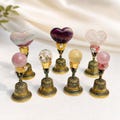 Natural Crystal Altar Bell, Vintage Brass Ritual Hand Bell, Rose Quartz Fluorite Crystal Bell, Witchy Altar Decor, Sound Healing Gift product logo