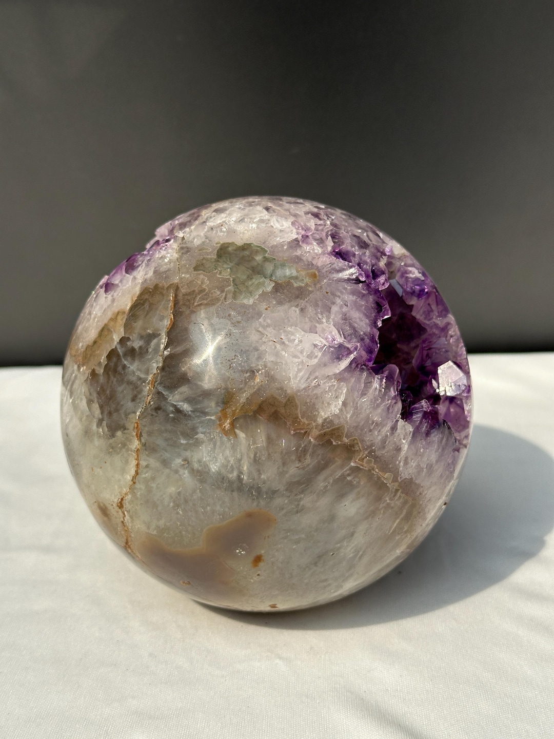 Large Amethyst Geode Sphere, 5.84lb Polished Brazilian Crystal Ball ...