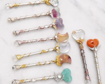 Crystal Magic Wand, Handmade Natural Crystal Reiki Wand, Witchy Altar Tool, Healing Wand, Spiritual Gift