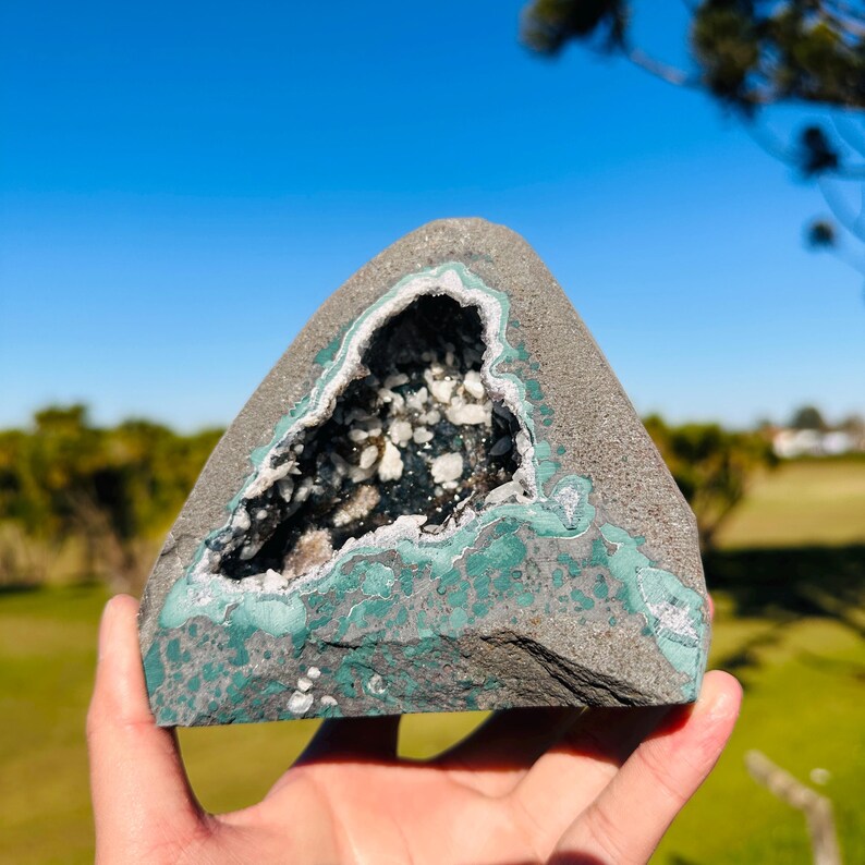 Brazilian Lodolite Quartz Geode Cave, Scenic Garden Quartz Crystal, Natural Druzy Display Pick Exact A-B image 3