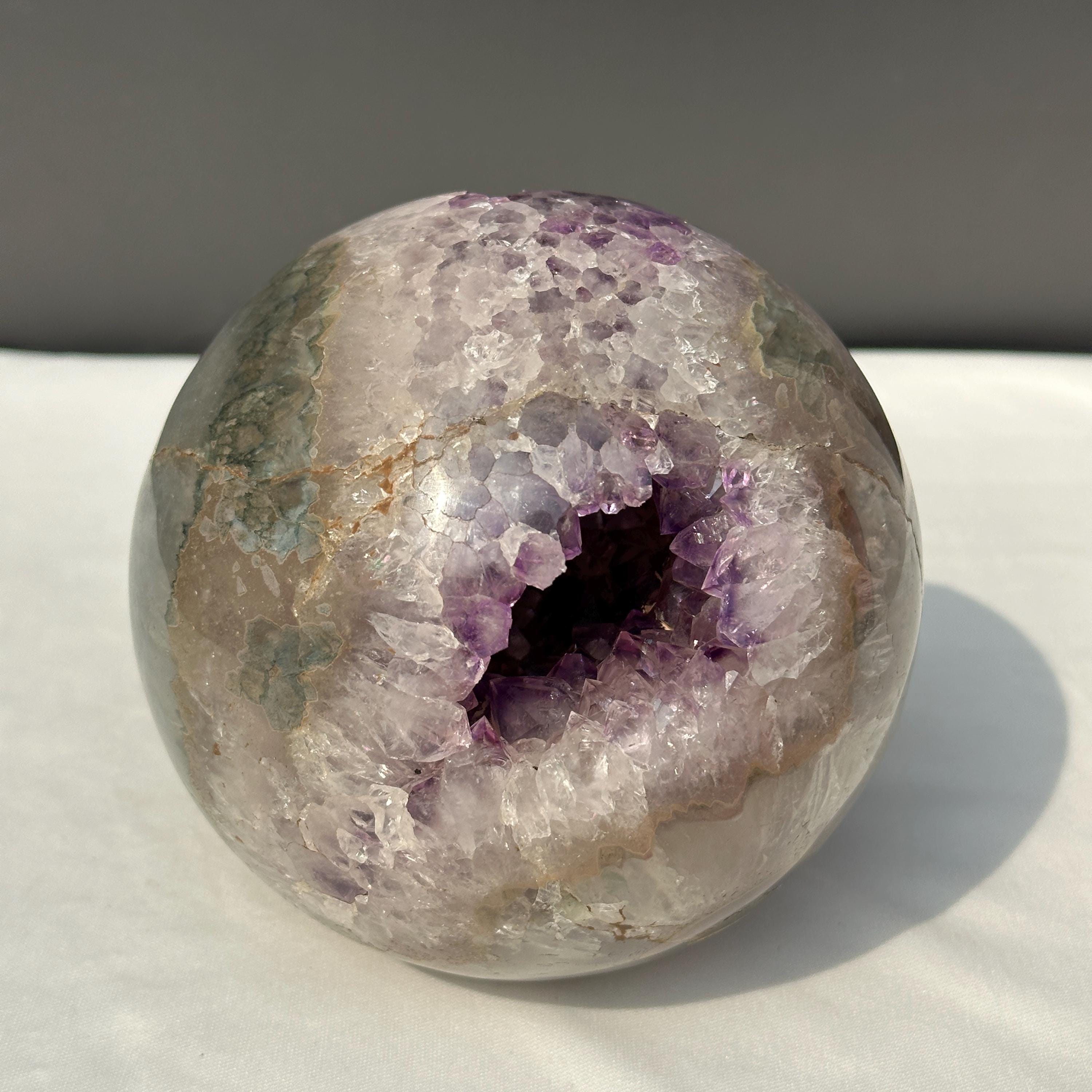 Large Amethyst Geode Sphere, 5.84lb Polished Brazilian Crystal Ball ...