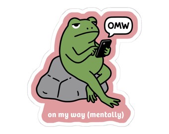 Auf meinem Weg Frosch Illustration Kiss-Cut Aufkleber | Introvertierter Humor, ich bleibe lieber zu Hause