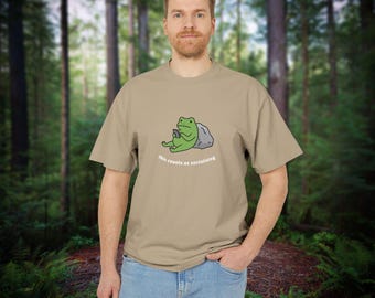 Blättern Frosch Illustration T-Shirt | Schwere, kardierte Baumwolle