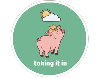 Schweinchen Vinyl Sticker | Florale Sonne, Positive Erinnerung