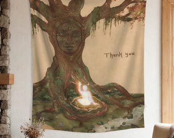 Woodland Tapestry, Rustic Forest Wall Hanging, Cottagecore Nature Room Decor, Vintage Cabin Art For Bedroom Lodge,Cozy Forest Cabin Wall Art