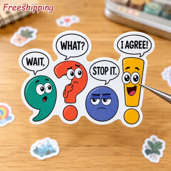 Funny Grammar Teacher Sticker Punctuation Humor English Class Gift For Classroom Laptop Planner Journal Water Bottle Free Shipping