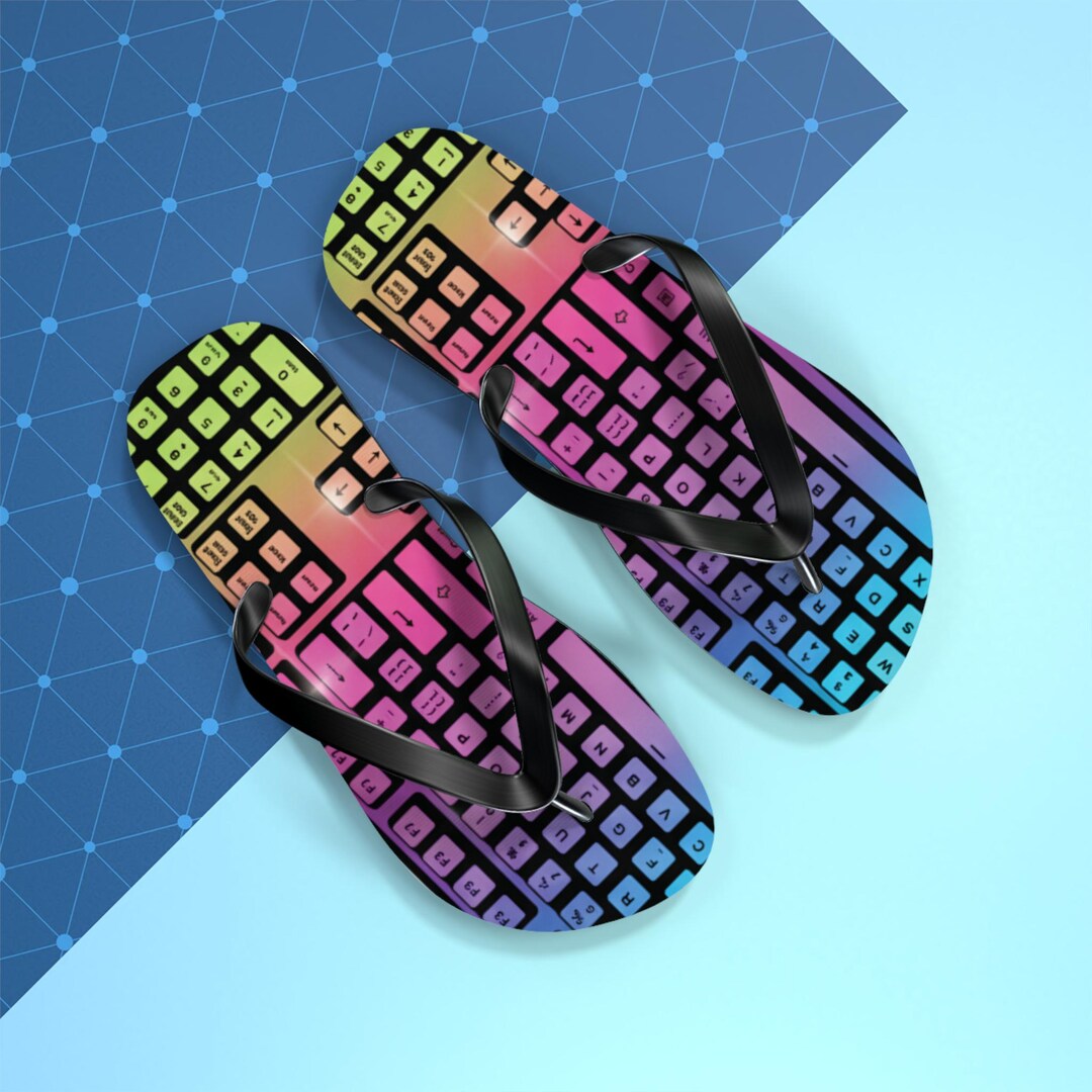 RGB Keyboard Flip Flops, Gamer Beach Sandals - Etsy