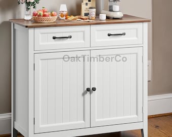 Kitchen Sideboard Buffet Cabinet with Adjustable Shelf 32" Retro Coffee Bar Console Cabinet Large Storage for Dining Room, Bathroom Entryway