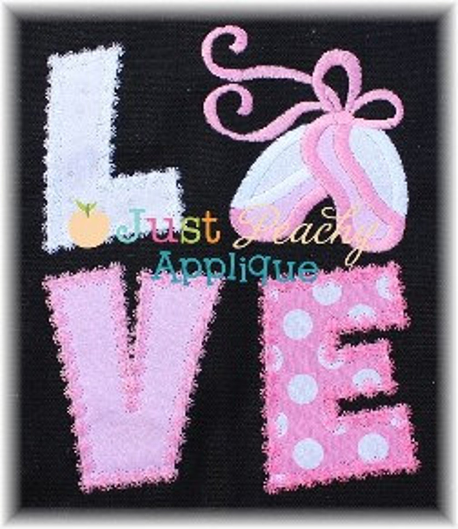 love ballet shoes machine embroidery applique design