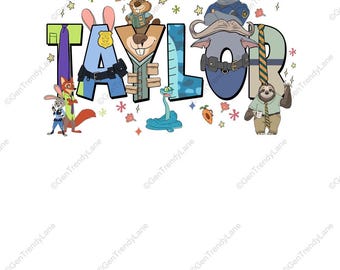 Personnages Zootopia personnalisés enfants PNG, Judy & Nick, fichier numérique graphique Disneyland Zootopia, haut pour tout-petit/jeunesse/adulte, pastel kawaii