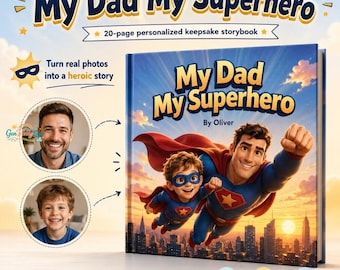 Personalized Dad Superhero Book, Custom Storybook From Photo, Father's Day Gift 2026, Gift for Dad From Kid, Personalized Adventure Book
