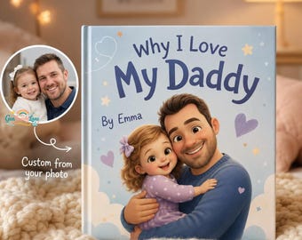 Personalized Father's Day Book 2026, Custom Why I Love My Daddy, Gift for Dad From Daughter, Photo to Illustration Book, New Dad Gift 2026