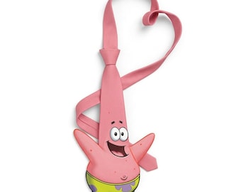 Patrick Star Cartoon Tie, Pink Polyester Necktie, Ocean Character Fashion Accessory
