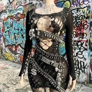 grunge black dress aesthetic Grunge Floral Printed Maxi Dress main image 1