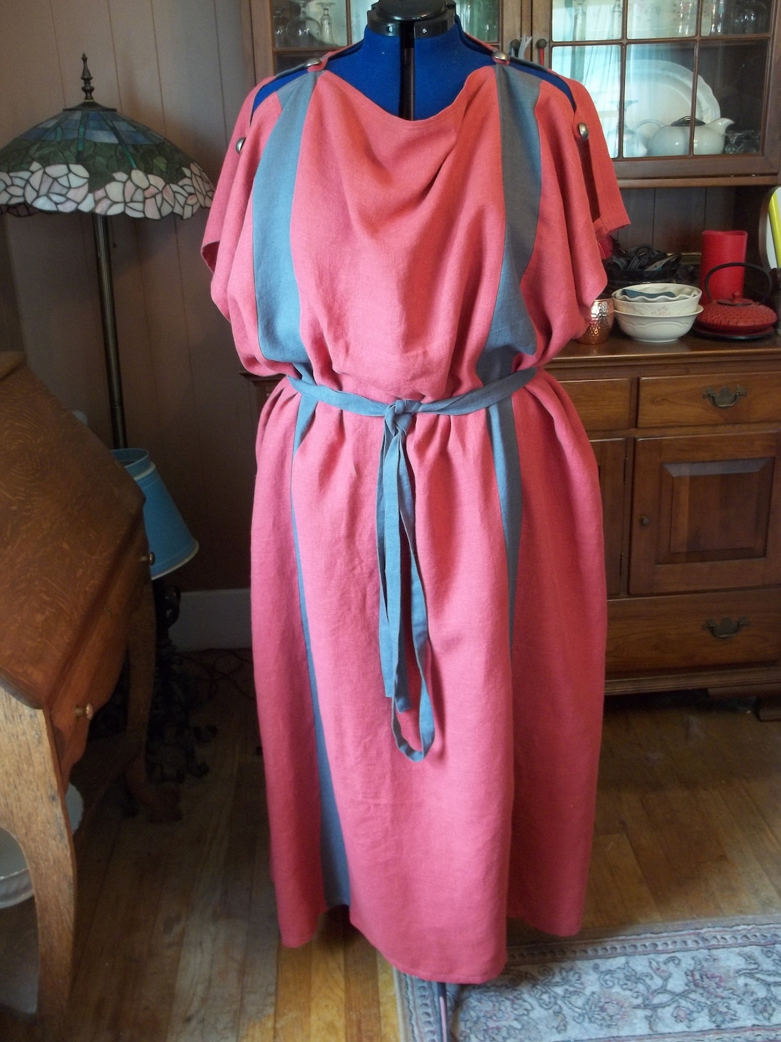 Custom Linen Bog Dress Roman Chiton with Botton and Loop | Etsy