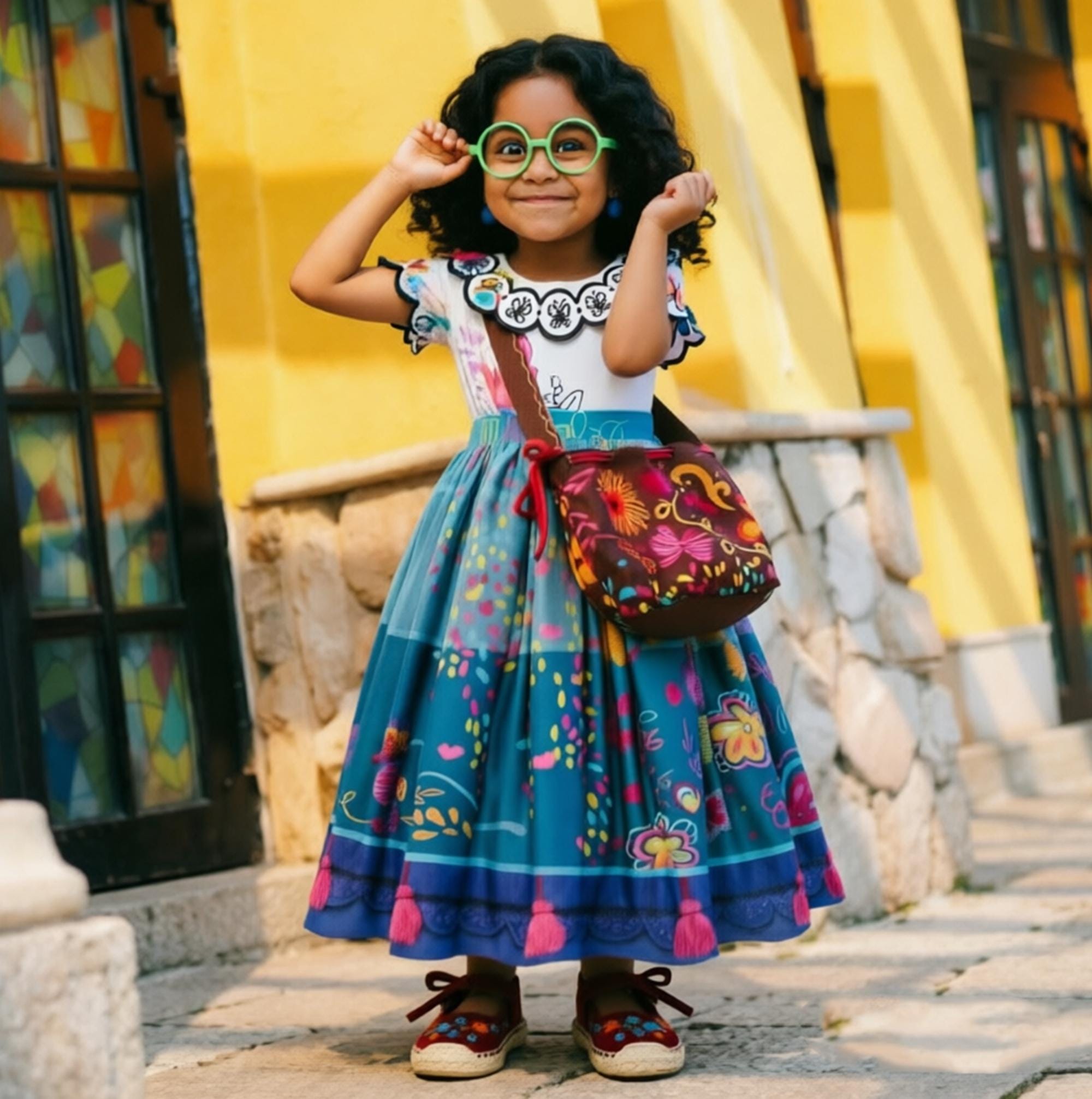 encanto birthday party dress Girls Core Colors:Natural/Grey Stripes Fully Scalloped Lace Sweetheart Collection: PAS CHERE day wear at parties