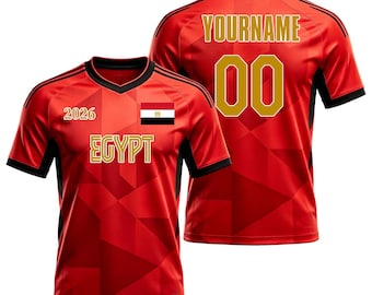 Camisetas personalizadas para crianças, jovens, homens e mulheres da Copa do Egito 2026 - Camisa de futebol para torcedores.