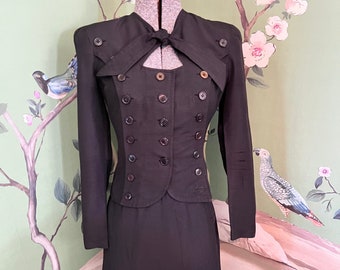 1940s Black Suit in Gaberdine, Military and Masculine WWII style