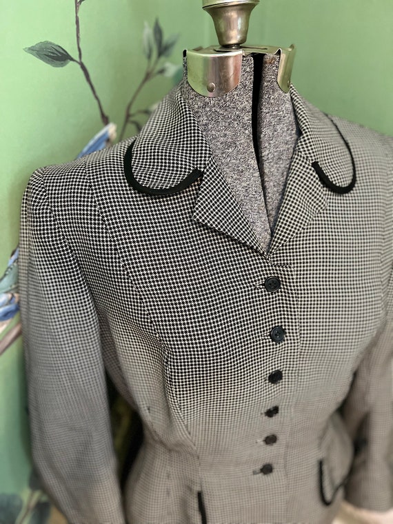1940s New Look Black and White Check Suit jacket - image 2