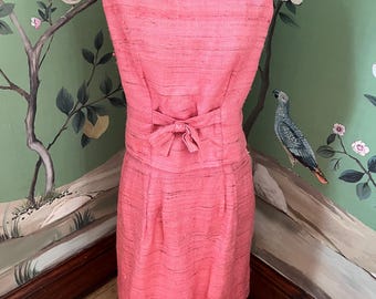 1960s Bubblegum Pink Blouse and Skirt set in silk wool, 2 piece set