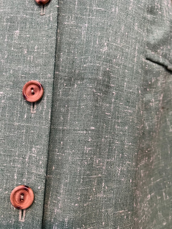 1960s Mini Green mod skirt with wooden buttons - image 4