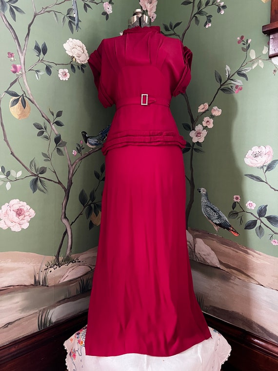 1930s Two Piece Raspberry colored Glamour Old Hol… - image 3