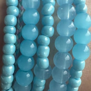 Conjunto de pulseras apilables con cuentas azules, conjunto de pulseras de regalo, conjunto de pulseras azules multicolor