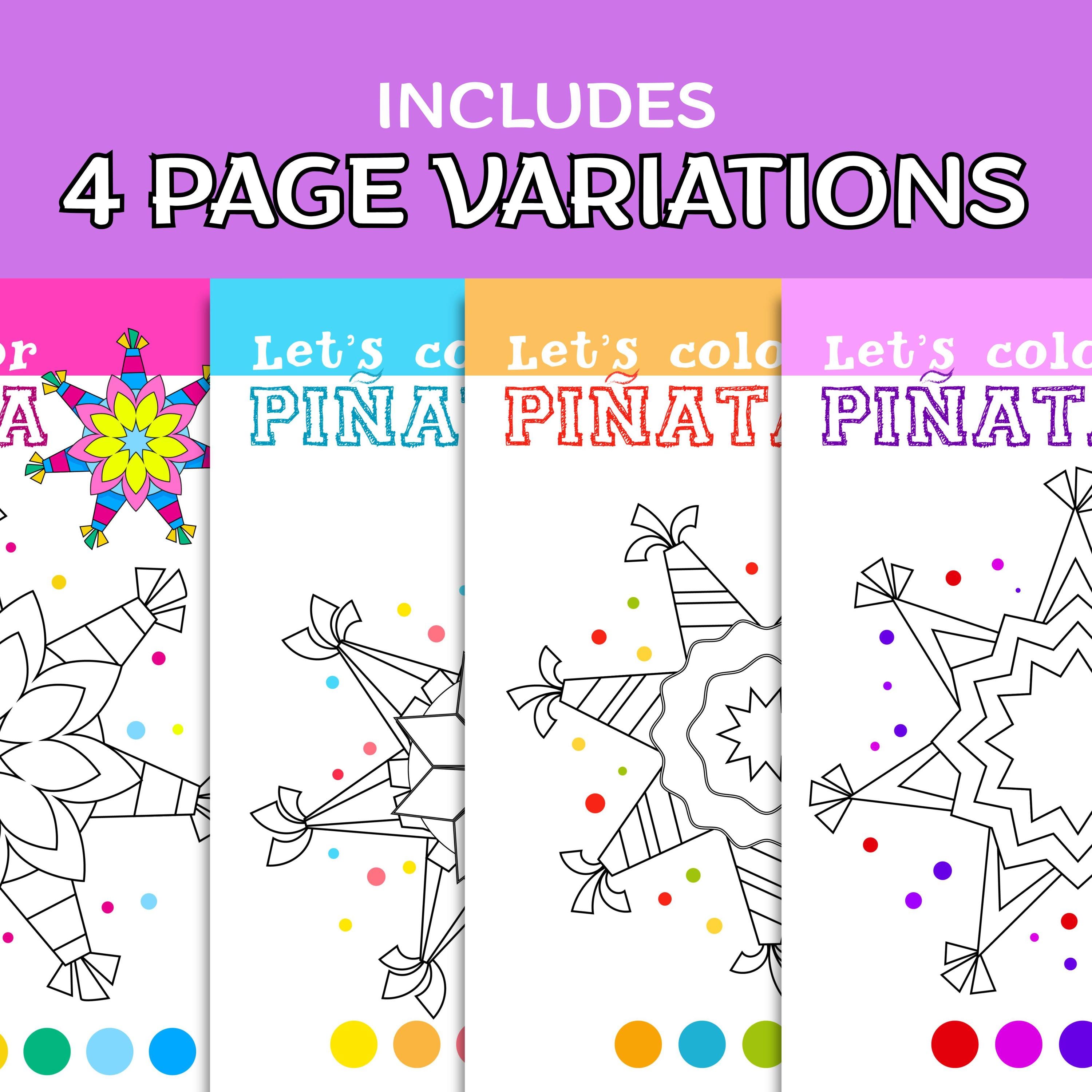 Printable Mexican Star Pinata Kids Coloring Sheets L Las Posadas Cinco ...