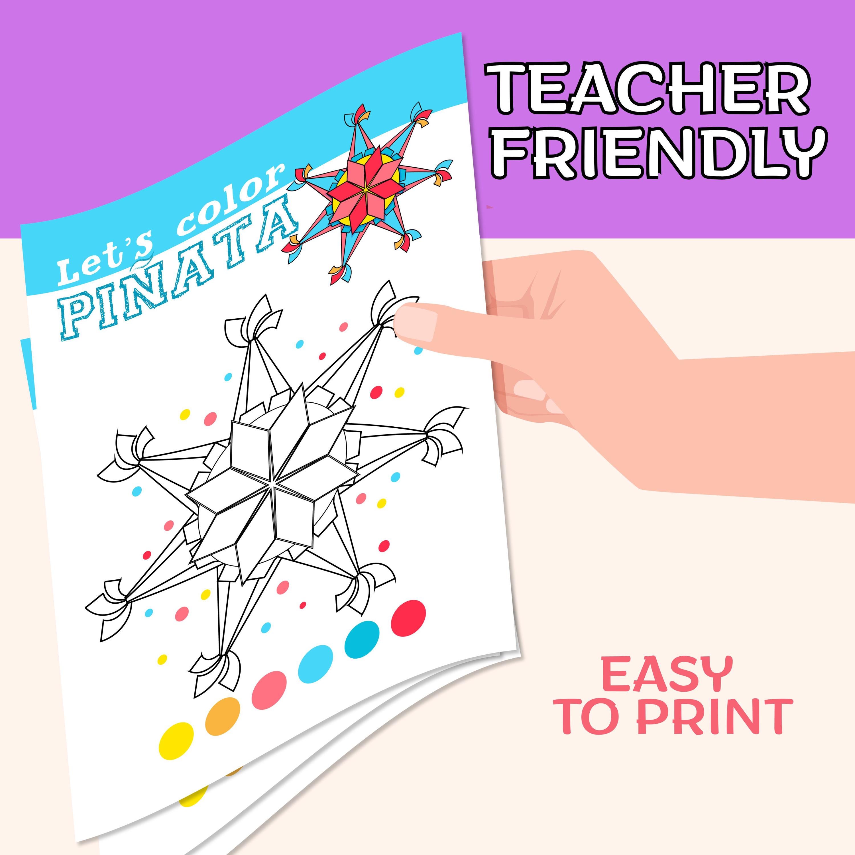 Printable Mexican Star Pinata Kids Coloring Sheets L Las Posadas Cinco ...