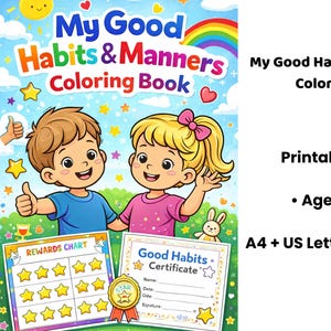 Good Habits Manners Coloring Book for Kids Ages 4-8 (Printable PDF)