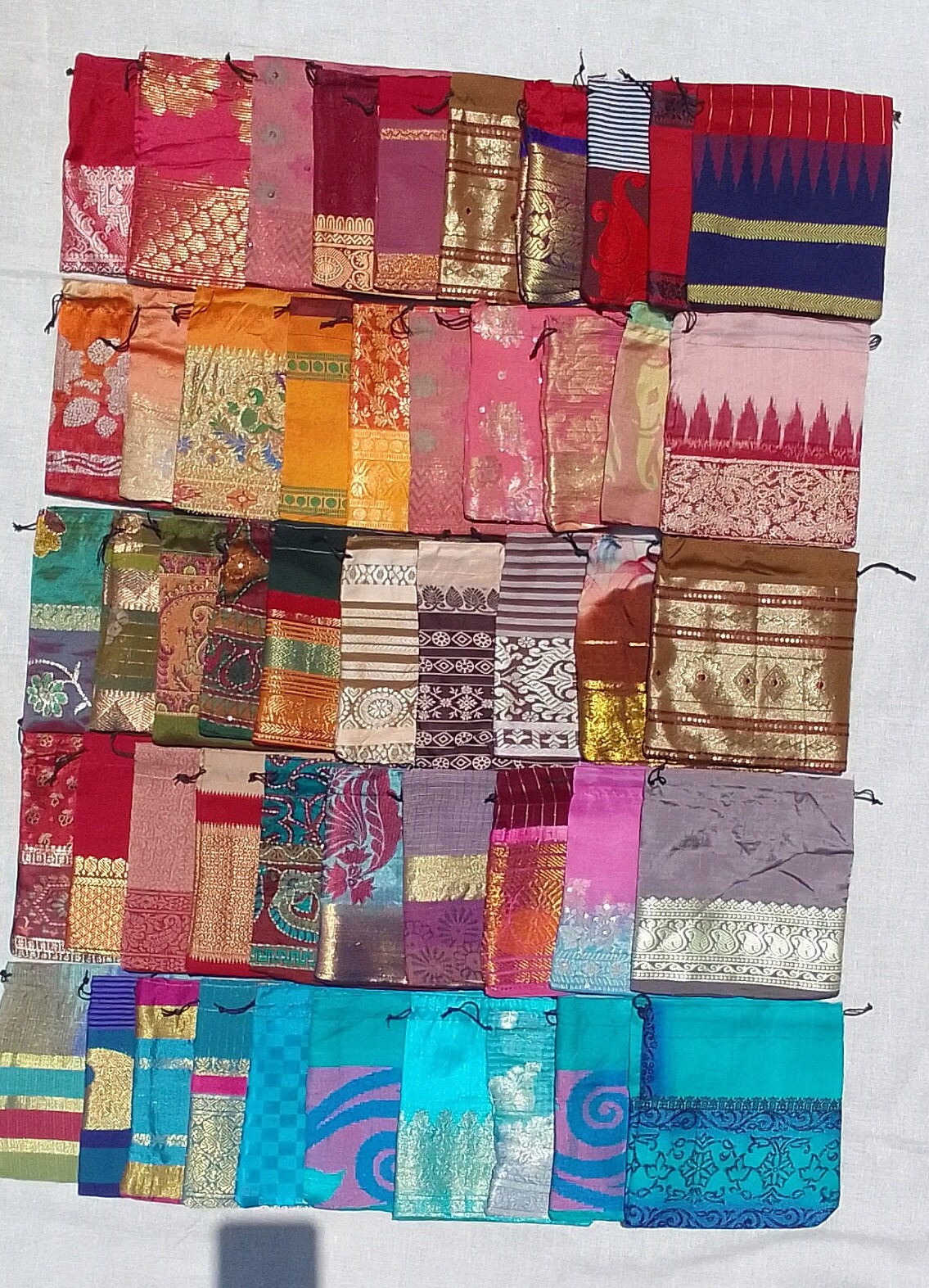 Indian Silk Sari Squares Fabric Square Pack Vintage Sari Silk Fabric  Remnants Scrap Bundle Craft Sewing Quilting Squares Junk Journal 
