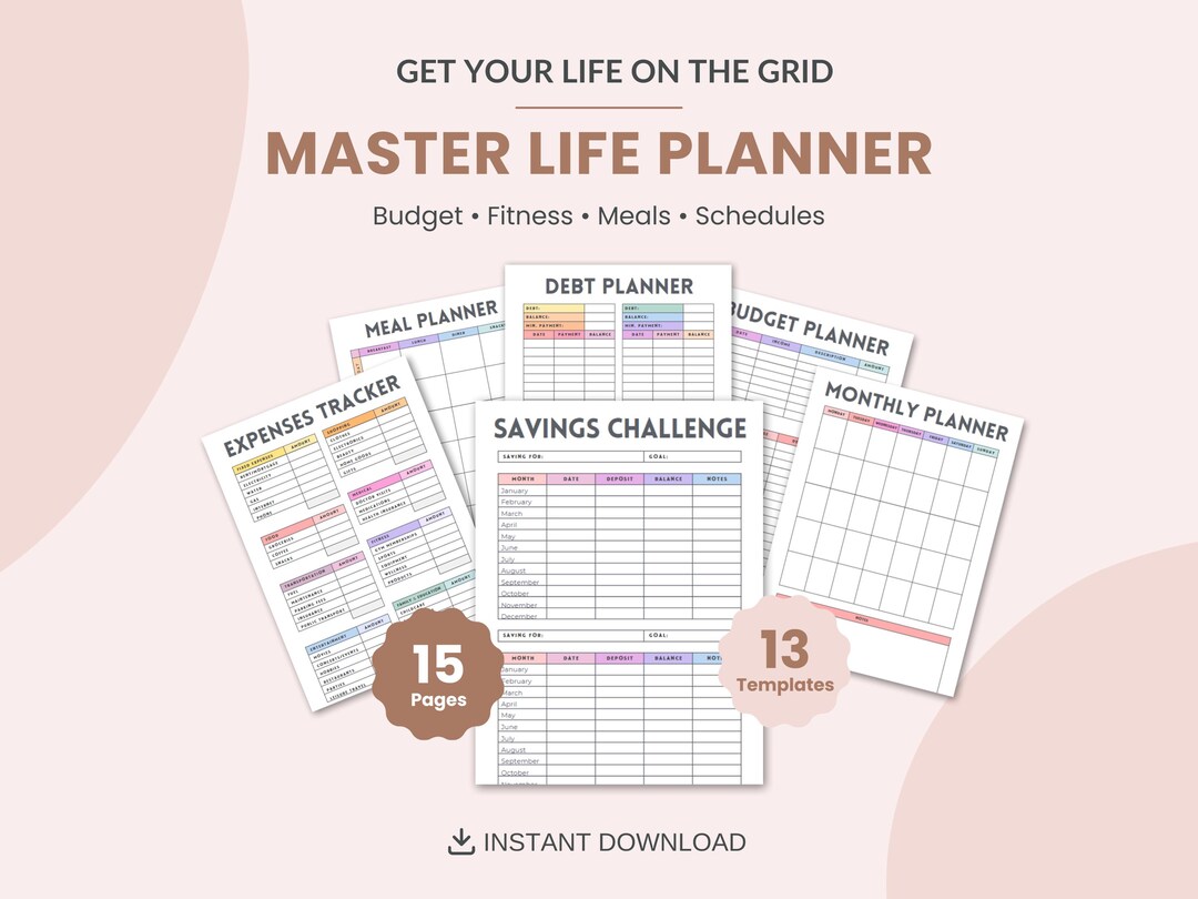 Ultimate Life Planner Bundle Printable | 13-in-1 Productivity Kit ...