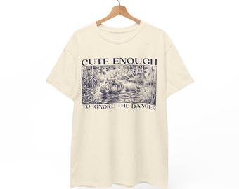 Hippopotamus T Shirt | Hippo Shirt | Vintage Wildlife Illustration