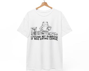 Funny Frog T-Shirt | I Found My Purpose It Was Eating Cereal | Meme Tee