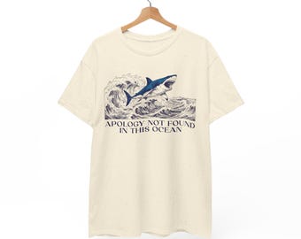 Vintage Shark Shirt | Shark Graphic Tee | Ocean Wave Illustration