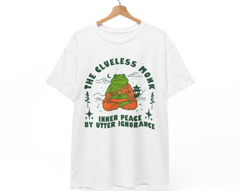 Clueless Monk Frog Meditating T-Shirt | Funny Frog Shirt | Zen Humor Tee