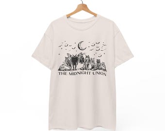 Mothman and Woodland Creatures T Shirt | Cryptid Night Forest Animal Tee | Wildlife Lover Gift