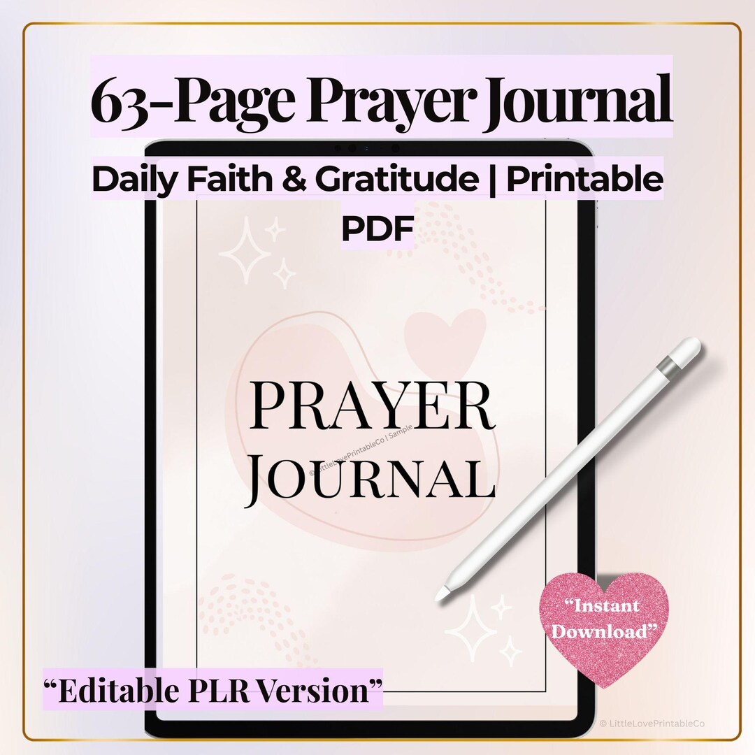 Prayer Journal Printable | Christian Devotional, Gratitude (PLR, PDF ...