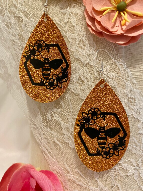 Bumble Bee Faux Leather Earrings Etsy