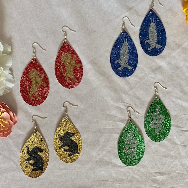 Harry Potter Hogwarts House Faux Leather Earrings