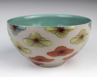 Cloud Bowl - red, yellow, green, tan, and white