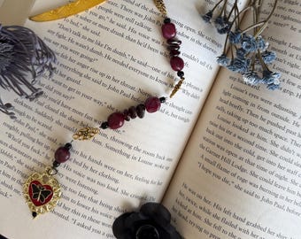 Metal Hook Bookmark, Beaded Bookmark, Gothic and Fantasy Book Accessories