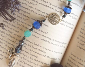 Custom beaded raven metal bookmark