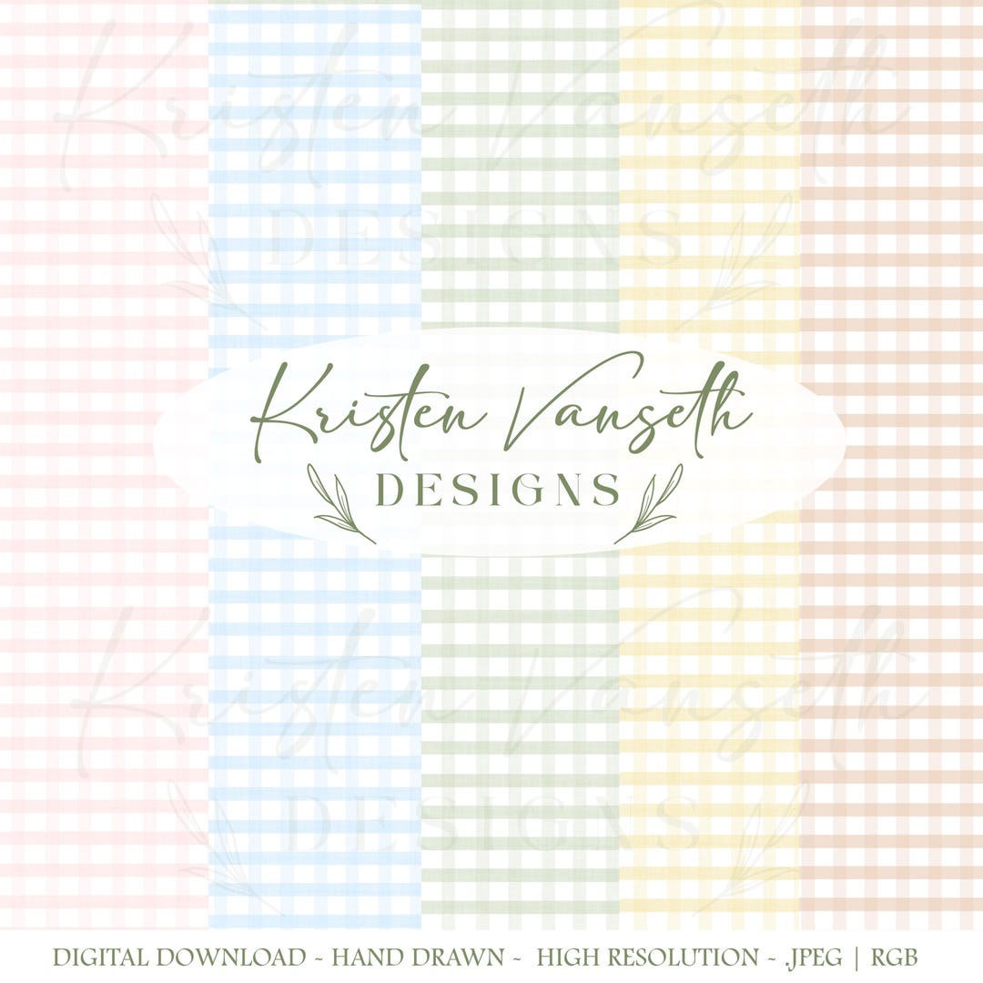 Pastel Gingham Seamless Pattern Bundle Pastel Plaid Cottagecore Digital ...
