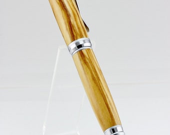 Handmade ballpoint twist pen with a beautifully figured Olive wood