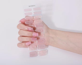 Flutter Peachy (Cat Eye) Gel Nail Wraps | Mini UV Lamp Included