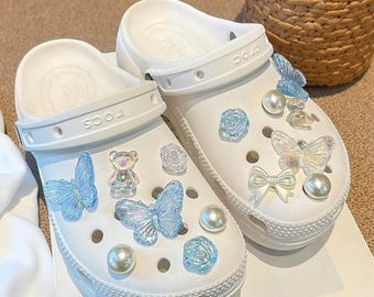 Ciondolo Crocs a forma di farfalla colorata fatto a mano, fibbia per scarpe, catena Crocs Jibbitz, regalo per lei